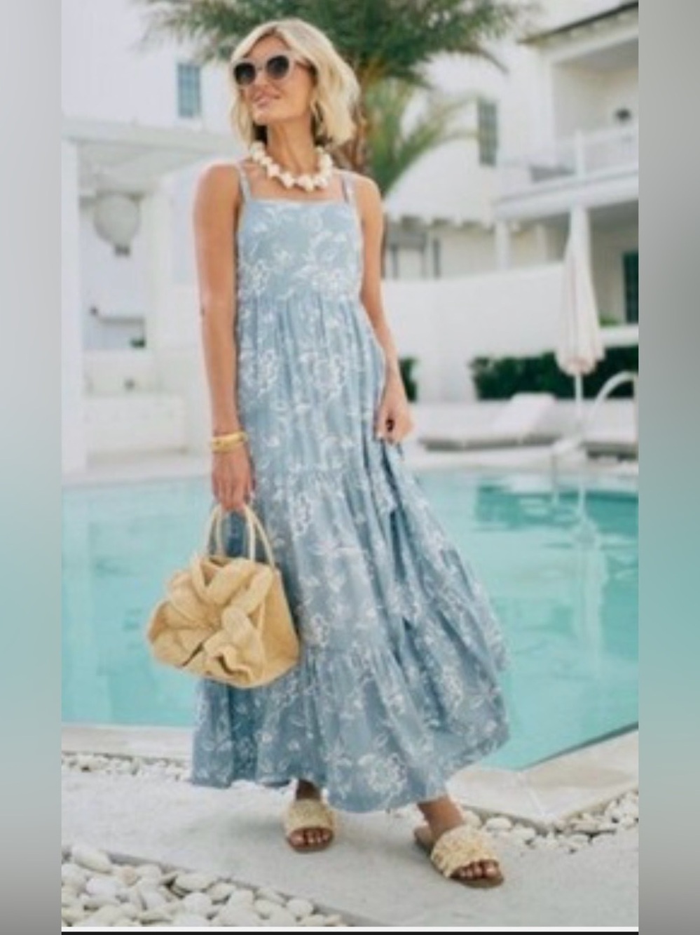 NWT Hermoza/Bloomingdale's Shea Dress Blue Floral Maxi Dress-MSRP $138 - Picture 2 of 14